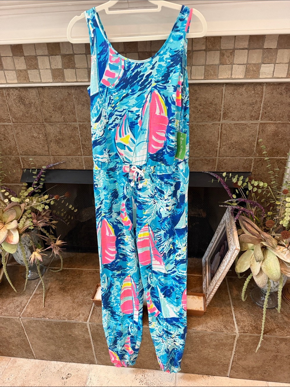 Nwt Lilly Pulitzer Girls Imogen Jumpsuit XL hey bay bay